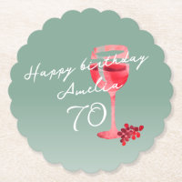Roter Wein Glas Wasserfarbe 70. Geburtstagsparty