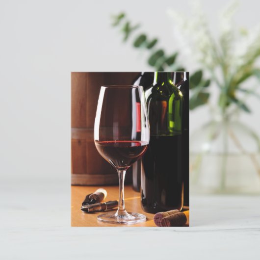 Roter Wein Postkarte (Stehend Vorderseite)