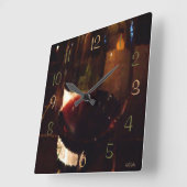 Roter Wein Quadratische Wanduhr (Winkel)
