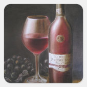 Roter Wein Quadratischer Aufkleber (Vorderseite)