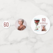 Roter Wein Rose Aquarell Foto 60. Geburtstag Konfetti (Rückseiten)