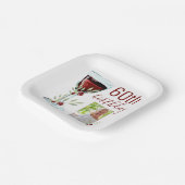 Roter Wein Rose Aquarell Foto 60. Geburtstag Pappteller (Gewinkelt)