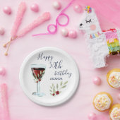 Roter Wein Rose Wasserfarbe 50. Geburtstagsparty Pappteller (Party)