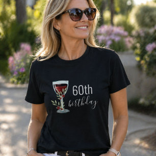 Roter Wein Rose Wasserfarbe 60. Geburtstag T-Shirt