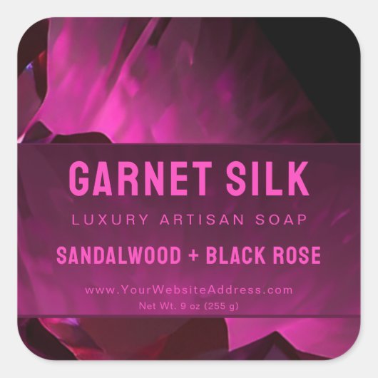 Roter Wein Seide Elegant Modernes Luxuslabel Quadratischer Aufkleber (Vorderseite)