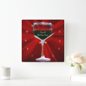 Roter Wein Sonnenschein Zeit Quadratische Wanduhr (Zuhause)