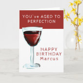 Roter Wein Thema Alter bis Perfektion Name Geburts Karte (Gelbe Blume)