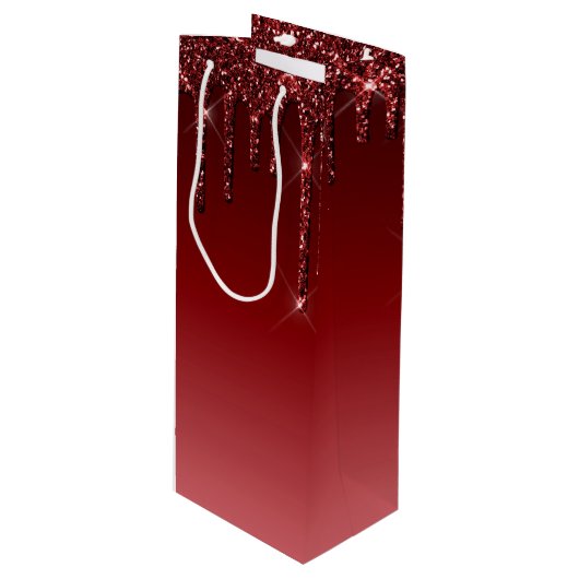 Roter Wein Tragetaschen mit Diamantglanz Geschenktüte Für Weinflaschen (Vorderseite Schrägansicht)