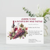 Roter Wein & Trauben - Bearbeitbarer Tag des Vater Einladung (Stehend Vorderseite)