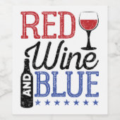 Roter Wein und Blauer 4. Juli Drinken Weinetikett (Einzelnes Label)