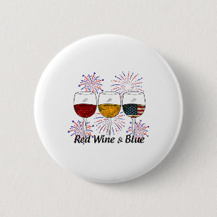 Roter Wein und Blauer 4. Juli Roter Weißer Wein Button