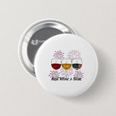 Roter Wein und Blauer 4. Juli Roter Weißer Wein Button (Vorne & Hinten)