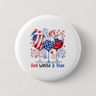 Roter Wein und Blauer 4. Juli Roter Weißer Wein Button