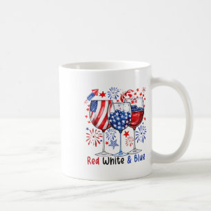 Roter Wein und Blauer 4. Juli Roter Weißer Wein Kaffeetasse
