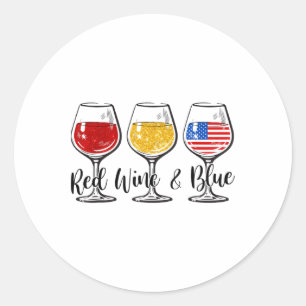 Roter Wein und Blauer 4. Juli Roter Weißer Wein Runder Aufkleber