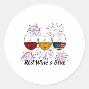 Roter Wein und Blauer 4. Juli Roter Weißer Wein Runder Aufkleber