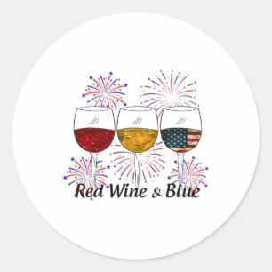 Roter Wein und Blauer 4. Juli Roter Weißer Wein Runder Aufkleber