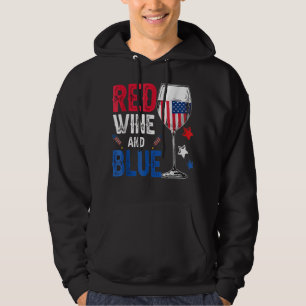 Roter Wein und blauer Funny Funny 4. Juli Wein Lov Hoodie
