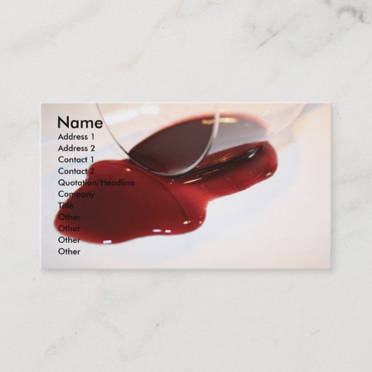 Roter Wein und Glas Visitenkarte (Vorderseite)