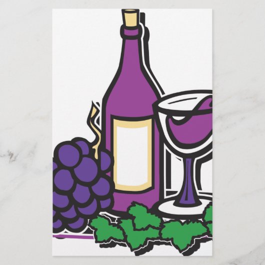 Roter Wein und Lila Trauben Briefpapier (Vorderseite)