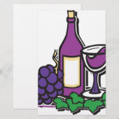 Roter Wein und Lila Trauben Briefpapier (Vorne/Hinten)