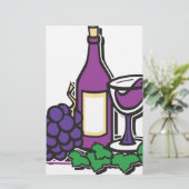 Roter Wein und Lila Trauben Briefpapier (Stehend Vorderseite)