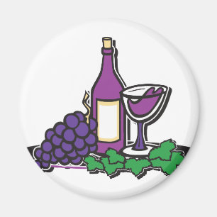Roter Wein und Lila Trauben Magnet