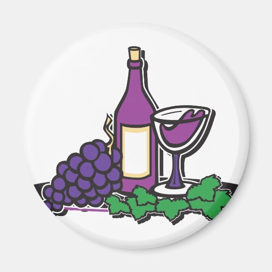 Roter Wein und Lila Trauben Magnet (Vorne)