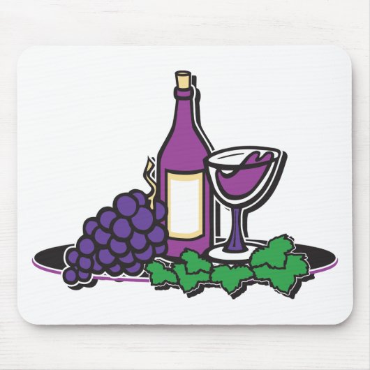 Roter Wein und Lila Trauben Mousepad (Vorne)