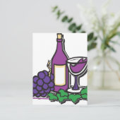 Roter Wein und Lila Trauben Postkarte (Stehend Vorderseite)