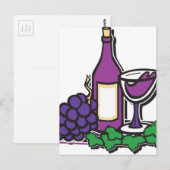 Roter Wein und Lila Trauben Postkarte (Vorne/Hinten)