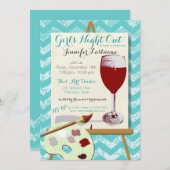 Roter Wein und Malerei Party Einladung (Vorne/Hinten)