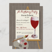 Roter Wein und Malerei Party Einladung (Vorne/Hinten)