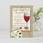 Roter Wein und Malerei Party Einladung (Stehend Vorderseite)