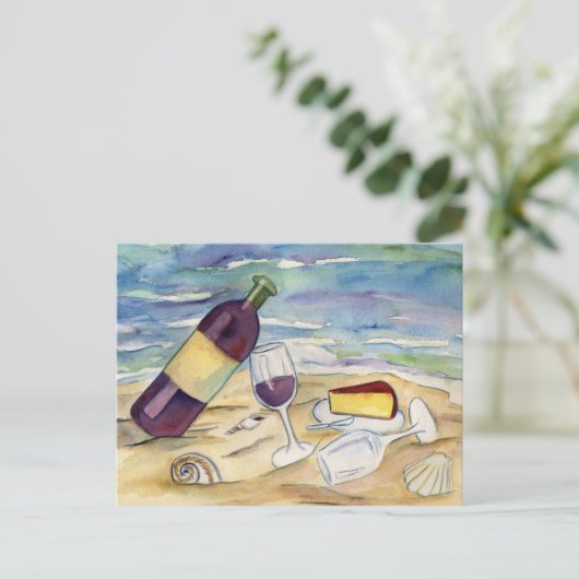 Roter Wein und Party des Käses Postkarte (Stehend Vorderseite)