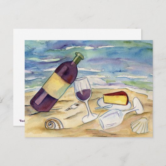 Roter Wein und Party des Käses Postkarte (Vorne/Hinten)
