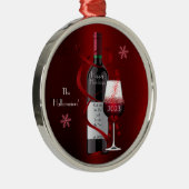 Roter Wein und Schneeflocken Ornament Aus Metall (Rechts)