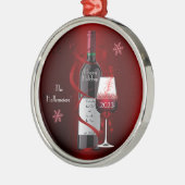 Roter Wein und Schneeflocken Ornament Aus Metall (Links)