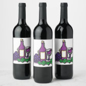 Roter Wein und Trauben Weinetikett (Flaschen)