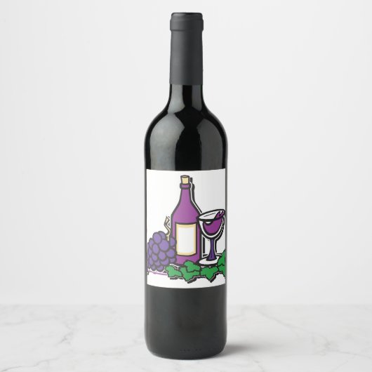 Roter Wein und Trauben Weinetikett (Vorderseite)