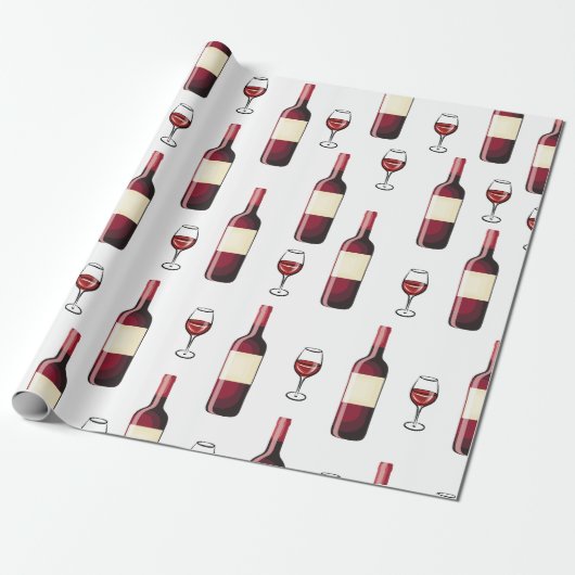 Roter Wein und Weinglas Geschenkpapier (Ungerollt)