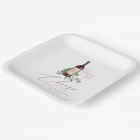 Roter Wein Wasserfarbe Botanische Feiern zur Liebe Pappteller (Gewinkelt)