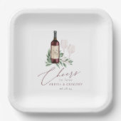 Roter Wein Wasserfarbe Botanische Feiern zur Liebe Pappteller (Vorderseite)