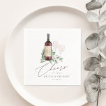 Roter Wein Wasserfarbe Botanische Feiern zur Liebe Serviette<br><div class="desc">Diese eleganten Weinkeller mit thematischen Servietten eignen sich ideal für Brautpartys, Verlobungsfeiern oder Proben, die in einem Weinkeller, einem Verkostungsraum oder einem Weingarten veranstaltet werden. Das Design umfasst eine Bordeaux-Rotwein-Flasche und zwei Weingläser, die mit grünen Eukalyptus-Blätter und Blattwerk verziert sind. In der Schriftzeichen-Schrift erscheint "Liebe bejubeln". Für eine abschließende Touch...</div>