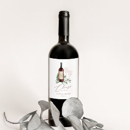 Roter Wein Wasserfarbe Botanische Feiern zur Liebe Weinetikett