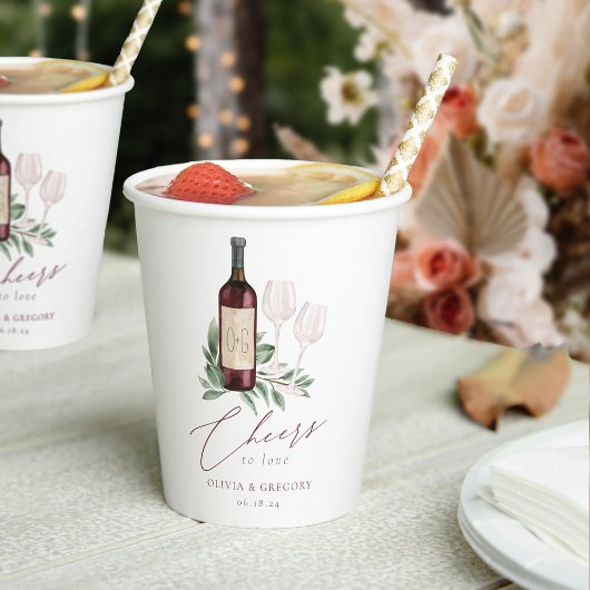 Roter Wein Wasserfarbe Feiert Liebe Pappbecher