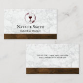 Roter Wein | Weinstock | Marmorholz Visitenkarte (Vorne/Hinten)