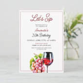 Roter Wein Weintrauben 30. Geburtstag Einladung (Stehend Vorderseite)