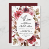 Roter Weinfall in Liebe Pinselstrich Burgund Braut Einladung (Vorne/Hinten)