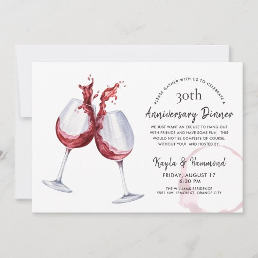 Roter Weinkeller Jubiläumsfeier Abendessen I Einladung (Vorderseite)